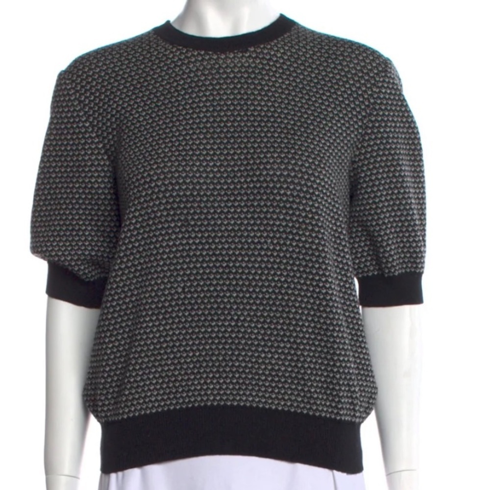 VALENTINO Vintage 80s Wool Sweater Crew Neck Top Knit Italy Knit Ribbed Black 12